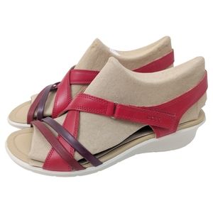 ECCO Leather Felicia Sandals NEW Womens 42 11 11.5 Red Strappy Velcro Closure